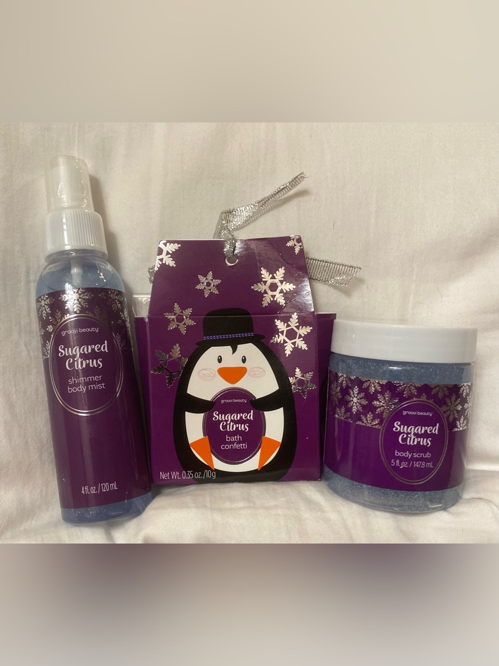 Groovi Beauty Sugared Citrus Spa Gift Set Mist Scrub Bath Confetti